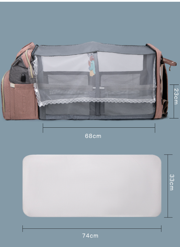 Mochila Maternal Multifunción 3 en 1 con Cuna Extensible