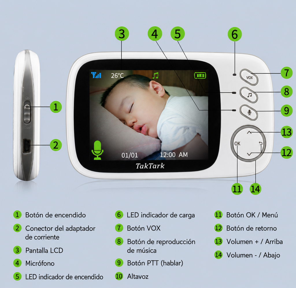 Monitor Digital Inalámbrico de Video para Bebés (3.2 pulgadas)