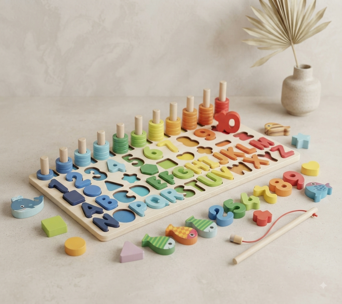 Puzzle Infantil 3D de Letras y Números Educativos