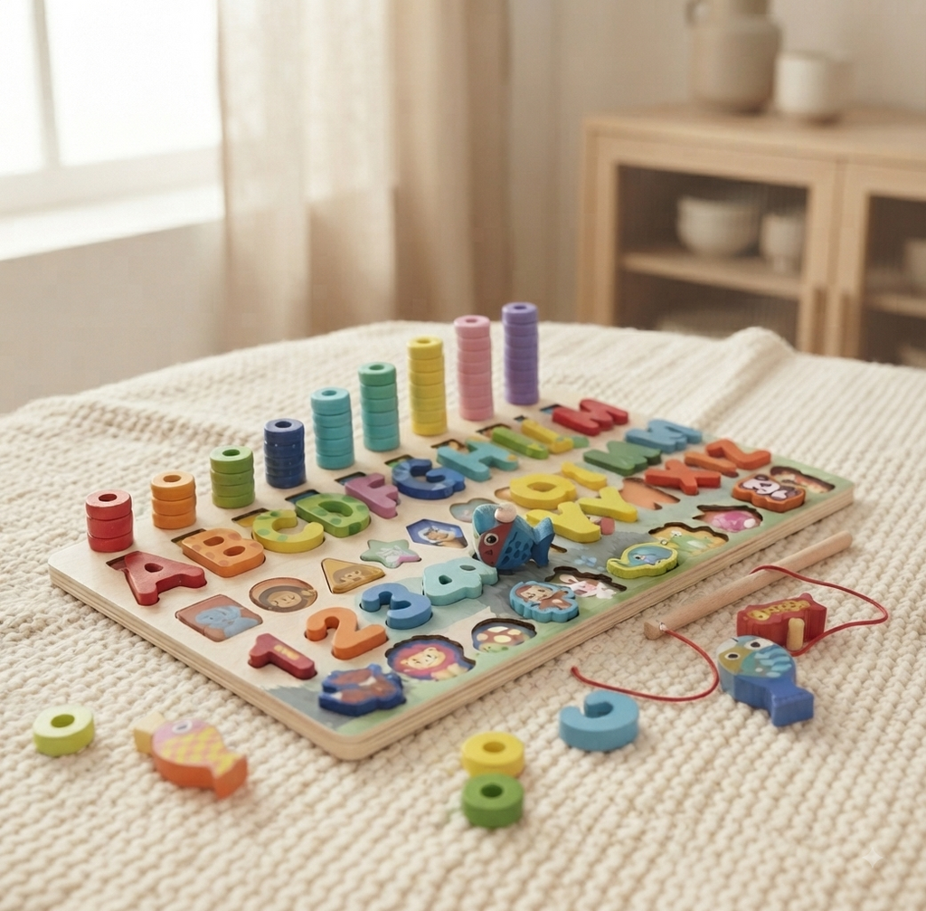 Puzzle Infantil 3D de Letras y Números Educativos