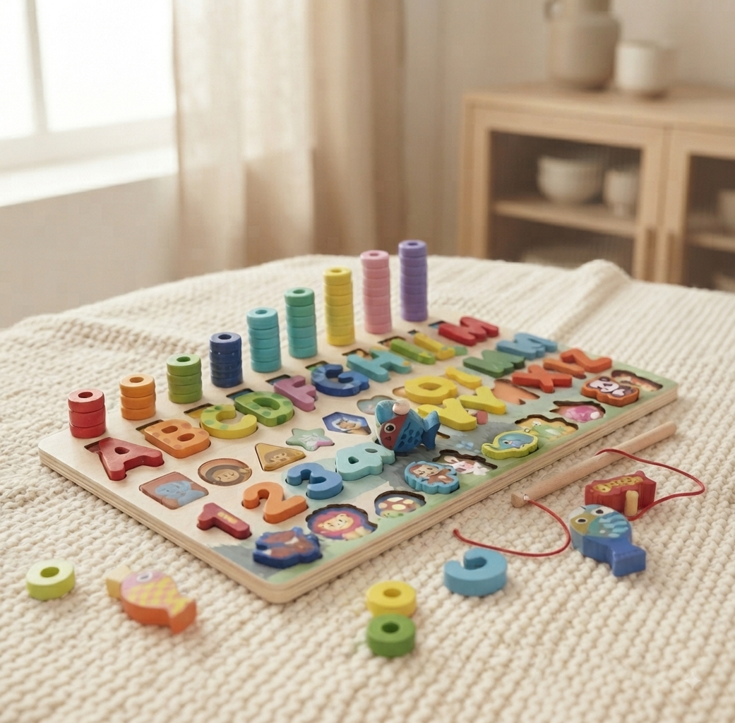 Puzzle Infantil 3D de Letras y Números Educativos
